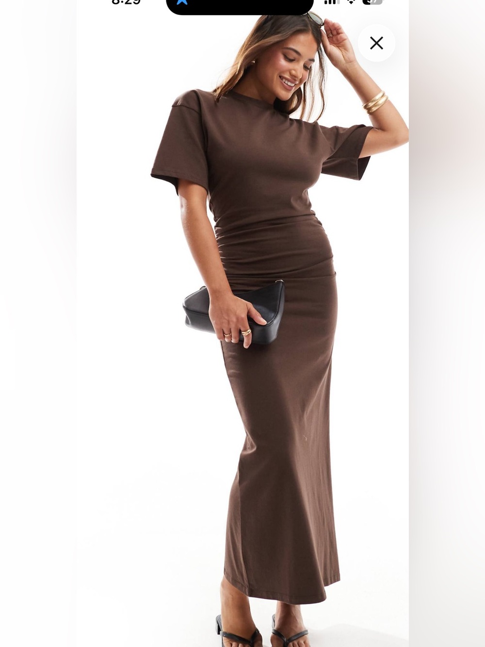 Brown Dress with Side Slit - Women